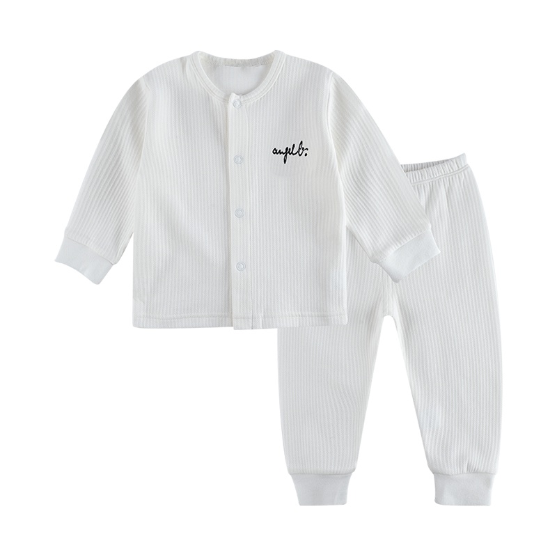 angeeb宝贝心语婴幼童薄棉空气层套装肩开长袖裤子两件套