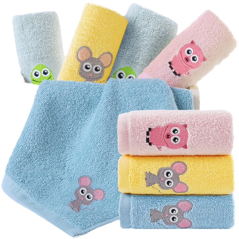 5条装金号纯棉童巾学生小毛巾婴童卡通全棉洗脸毛巾柔软吸水不掉毛宝宝儿童家用方巾