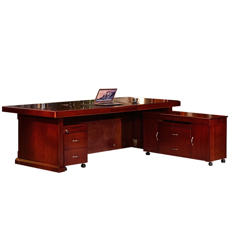 欧宝美办公家具老板桌总裁桌大班台办公桌油漆实木贴皮经理桌