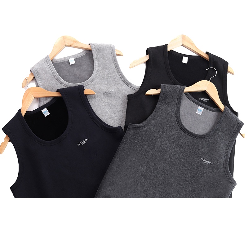 南极人(NanJiren)男士保暖背心加绒加厚修身打底衣加肥加大秋衣