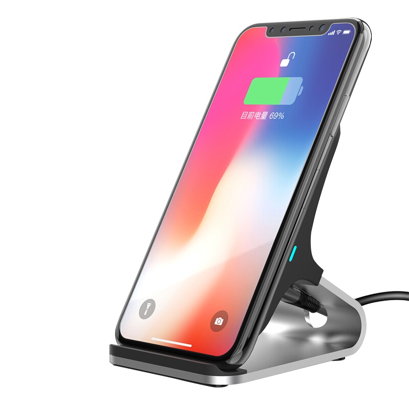 ESCASE苹果X/Xs无线充电器双线圈快充桌面手机支架iPhone8/8Plus/三星S9/8/7/S6 edge通用