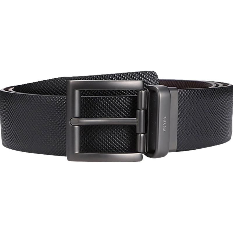 PRADA 普拉达 男士Saffiano Cuir系列牛皮针扣式双面腰带 2CC004 2FAD