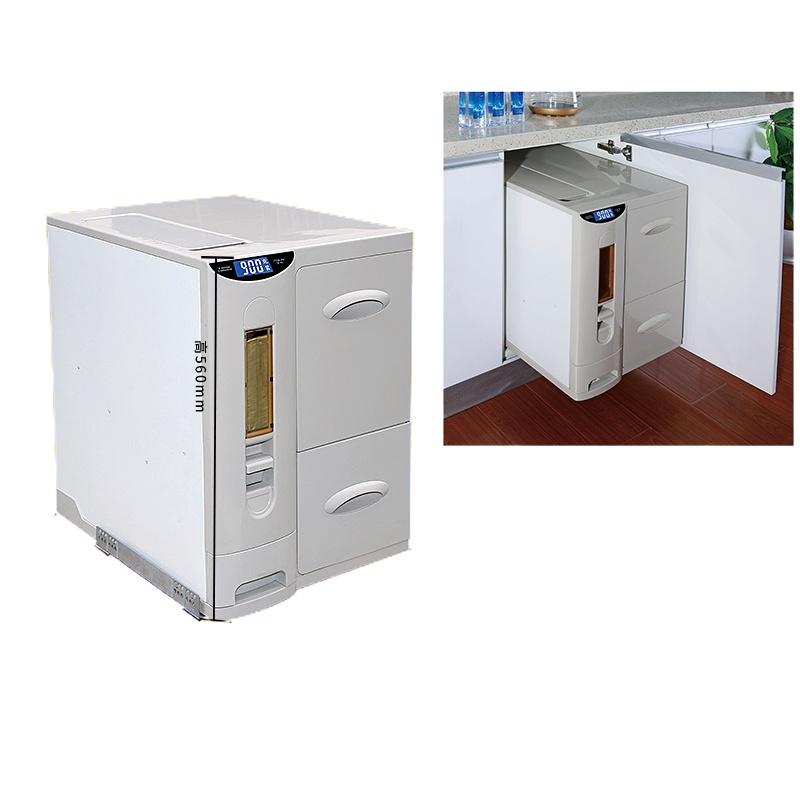 米箱拉篮嵌入式橱柜米柜米桶烘焙精灵抽屉式抽拉厨房米缸家用米面箱厨柜 450柜多功能米面箱(液晶)