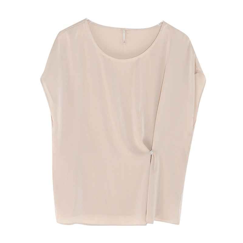 金菊真丝短袖女2020春夏新款宽松显瘦打底衫洋气纯色桑蚕丝上衣
