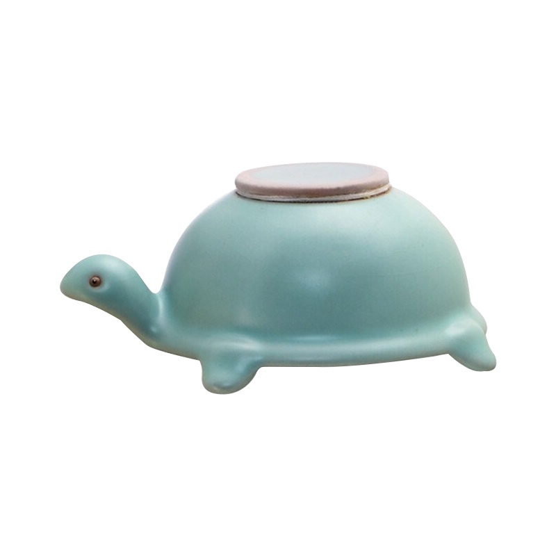 东道 汝窑 青瓷茶具配件 福寿茶漏 陶瓷寿龟 茶滤尼龙布滤网 开片可养 天青色