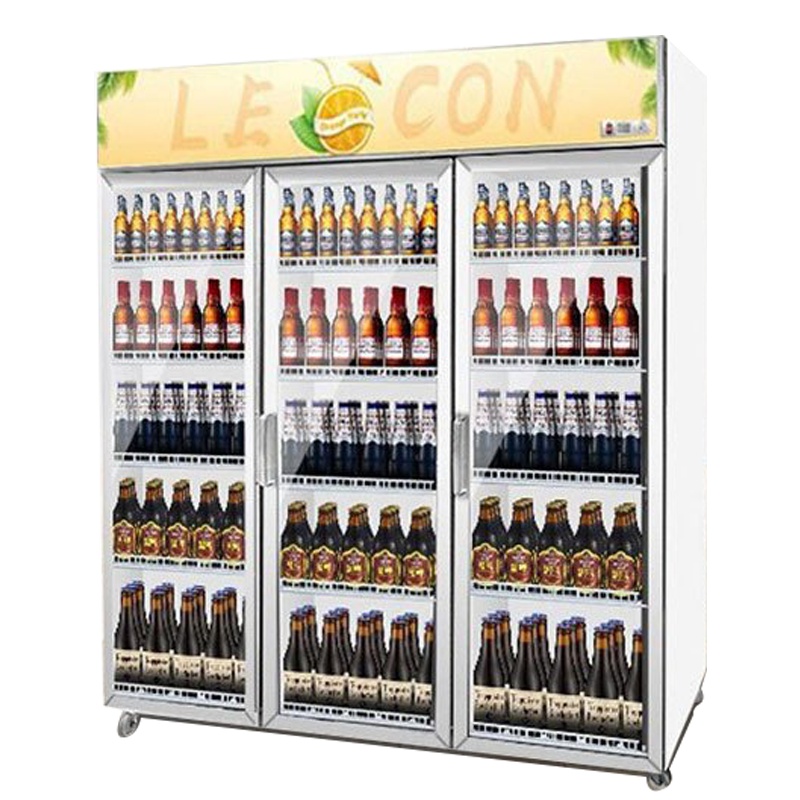 乐创(lecon)饮料柜展示柜冷藏柜立式冰柜商用冰箱饮品啤酒蔬菜水果保鲜冷柜鲜花柜陈列柜三门上机魅力橙直冷1200L