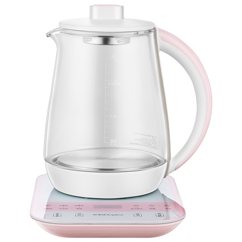 荣事达(Royalstar)养生壶YSH18Q(L)多功能电热水壶高硼硅玻璃壶触控式煎药壶花茶器煲茶壶烧水壶1.8升粉色