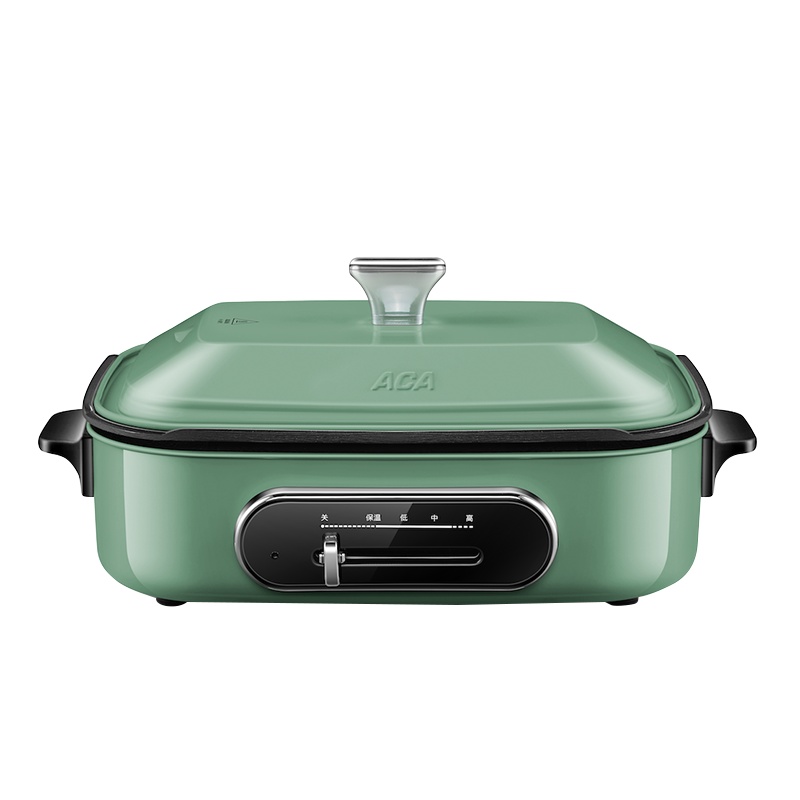 北美电器（ACA）多功能料理锅AH-MP1200 家用多功能锅料理锅 电烧烤锅电火锅蒸锅家用电烤锅烤肉机 绿色标配