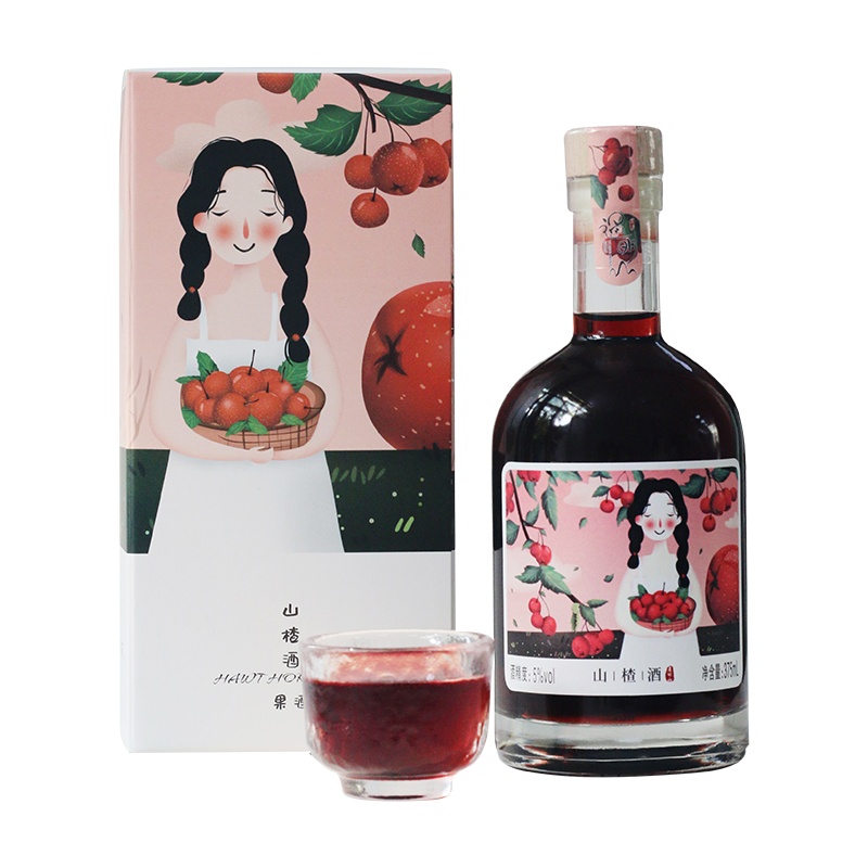 通明山露酒5度山楂味红果水果酒375ml单瓶礼盒装