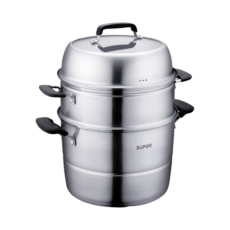苏泊尔/SUPOR蒸锅SZ26E1 味鲜不串味三层不锈钢复底燃气灶 电磁炉适用