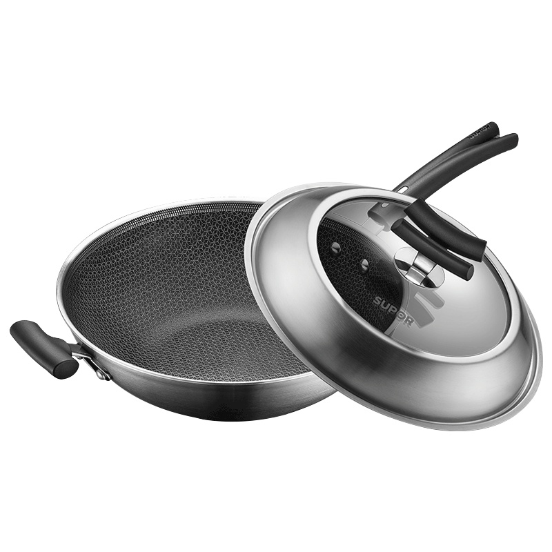 苏泊尔(SUPOR)炒锅X晶盾不锈钢不粘锅少油烟家用炒菜锅燃气电磁炉通用CC32JA2 赠铁铲