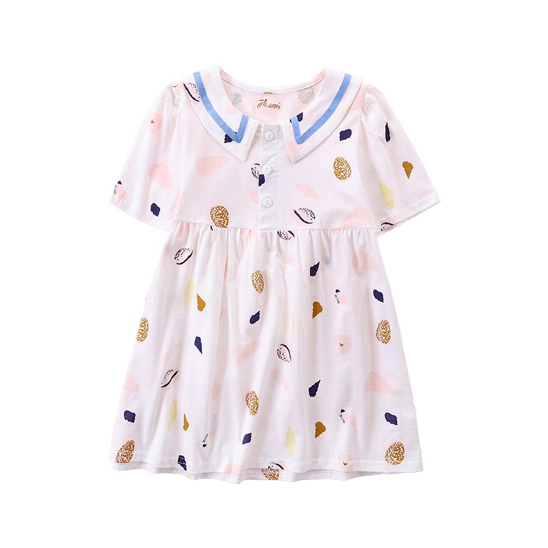 卡伴(Curbblan) 女童夏装连衣裙纯棉短袖印花大童女童夏装裙子120-170