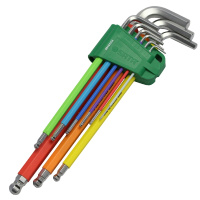 世达（SATA）09101CH 特长球头内六角扳手 公制内六角套装内六方L型六棱螺丝刀9件套