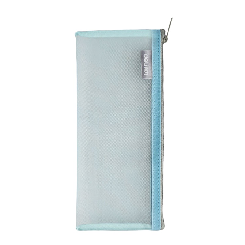 得力 5543 彩色拉链袋 笔袋 学生网纱收纳袋 网格拉边袋 单只文件袋 90*215mm 颜色随机 单个