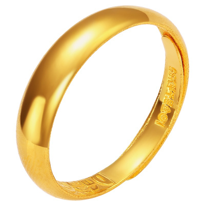 金利福钻石 黄金戒指女士999足金戒指男女款定价光圈蛇肚戒活口 f0016