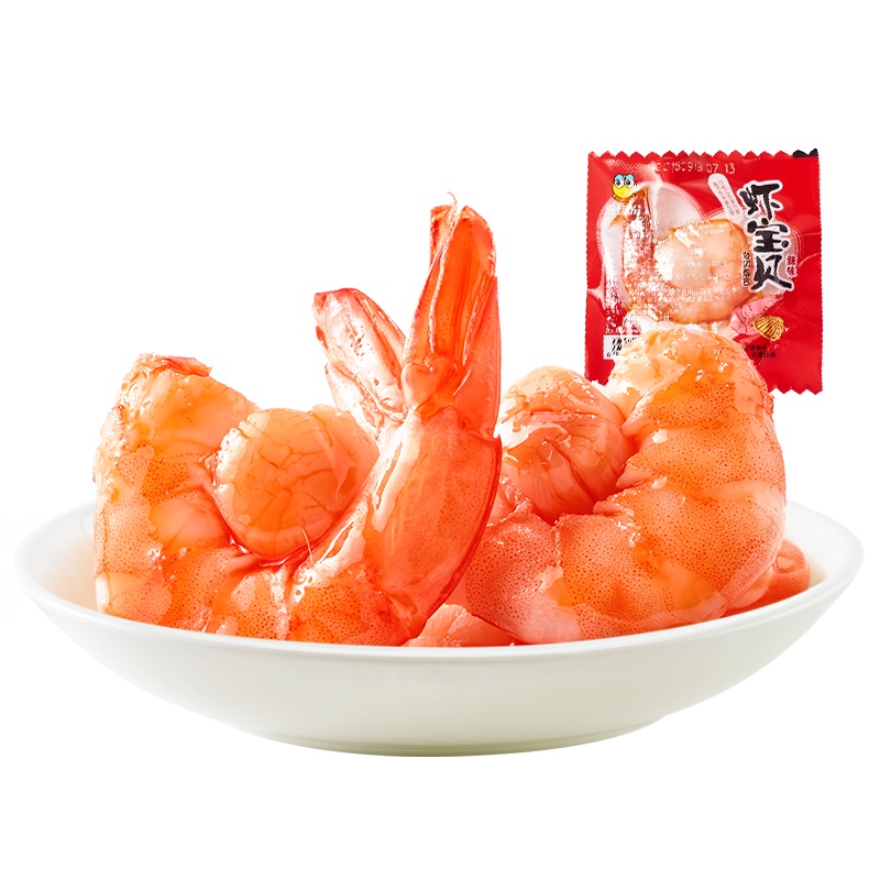 S 来伊份虾宝贝50g虾零食即食真空海鲜香辣虾贝小包装来一份