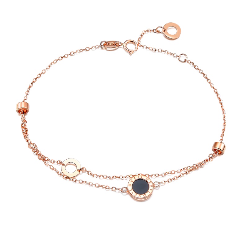 GZUAN古钻珠宝 心悦 18K金黑玛瑙女士LOVE手链 S1815