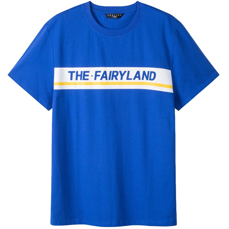 [2折价19元]唐狮短袖T恤男潮流夏季新款韩版宽松文字印花青少学生衣服