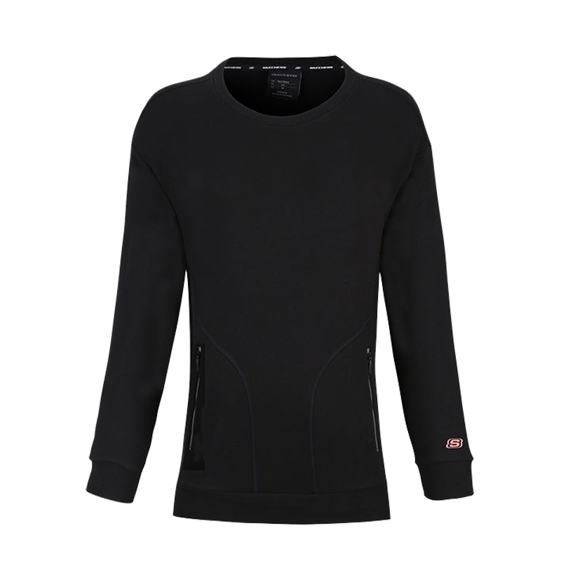 SKECHERS斯凯奇女装舒适运动休闲简约套头卫衣 SL3WT17FC12-BLAKL