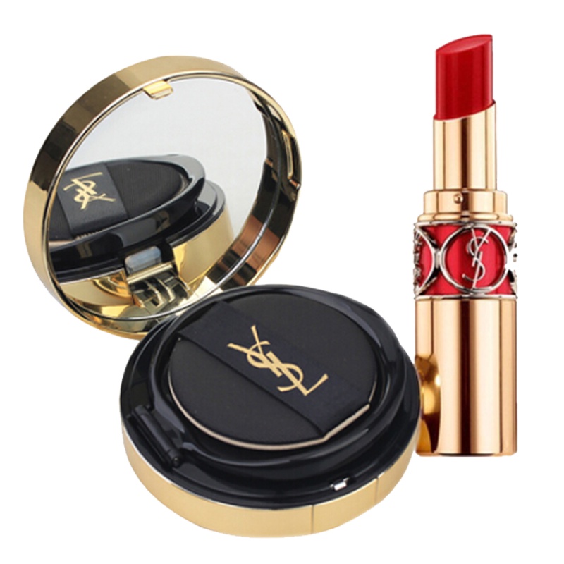 圣罗兰,YSL套装礼盒情人节女友礼物 520限定套装 一箭猎心套盒 气垫+口红 适合任何肤质 定妆 美妆套装