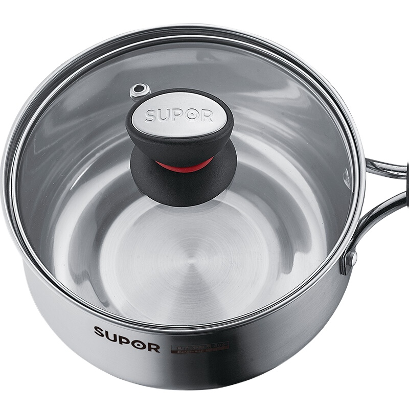 苏泊尔(SUPOR)时尚系列小红圈304不锈钢奶锅18cm电磁炉通用ST18H1