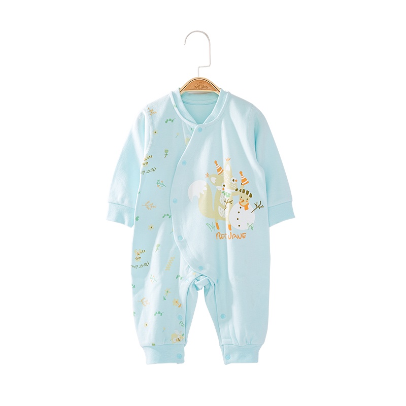优简秋冬新款婴儿全棉哈衣0-1岁宝宝家居爬服秋衣睡衣连体衣精梳棉连身衣
