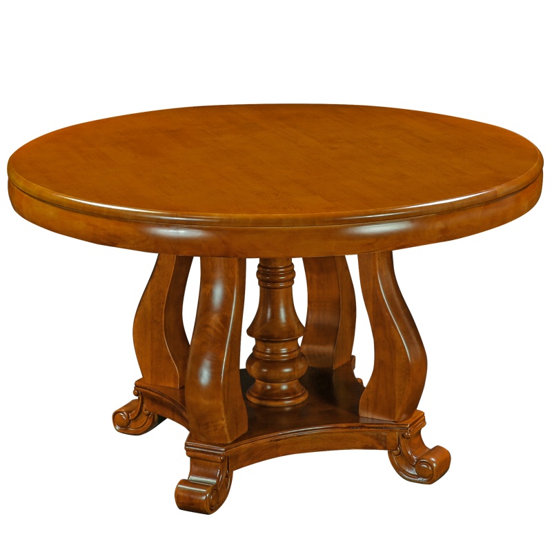 HiBoss餐桌1.28米中式实木餐桌吃饭桌子储物饭店大圆桌