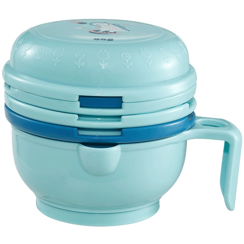 aag婴儿研磨碗宝宝辅食工具套装手动食物水果泥研磨棒神器料理机 -冰柏蓝