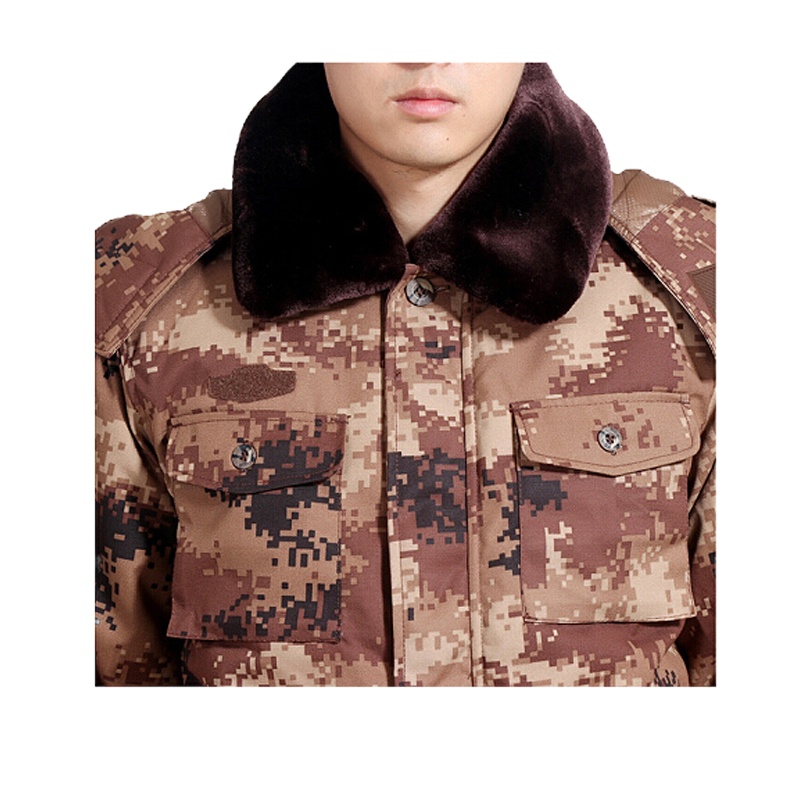 谋福 9657 男女款07荒漠迷彩作训大衣 防寒耐磨保暖迷彩大衣棉衣棉服 防寒服(单独上衣 荒漠迷彩大衣-170)