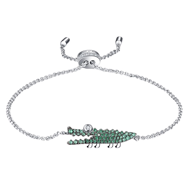 apm MONACO 薄荷绿晶钻小鳄鱼手链送女友925银 送恋人AB3522XKG