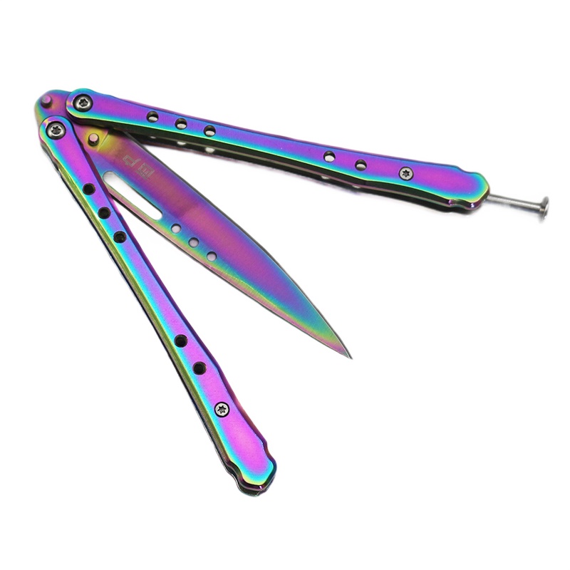 西户 户外野营蝴蝶训练刀 蝴蝶训练工具 户外工具 蝴蝶训练刀 开刃 彩钛55S+套+工具