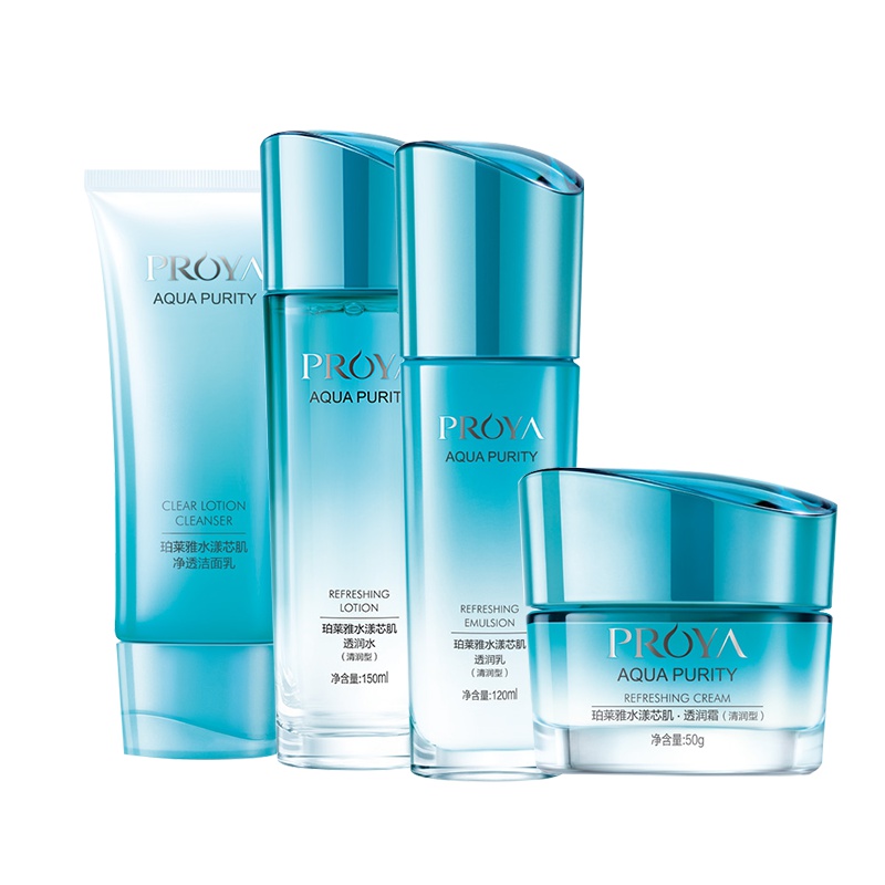 珀莱雅水漾芯肌四件套 补水保湿护肤品套装 洁面120g+水150ml+乳120ml+霜50g 清润型