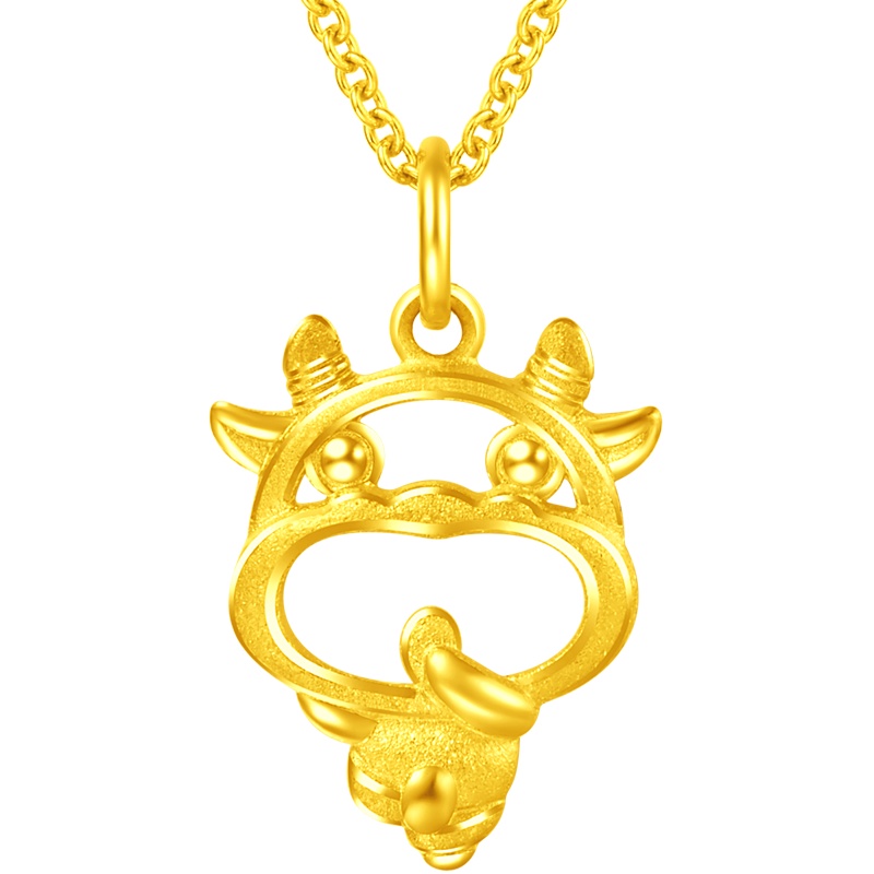 周大福十二生肖牛金牛快乐小牛足金金吊坠计价EOF5精品