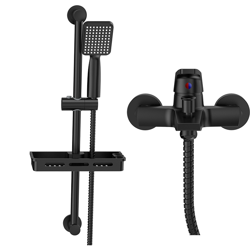 [FAENZA]法恩莎卫浴家用淋浴精铜挂墙式黑色简易花洒套装淋雨增压手持喷头带杆简易花洒