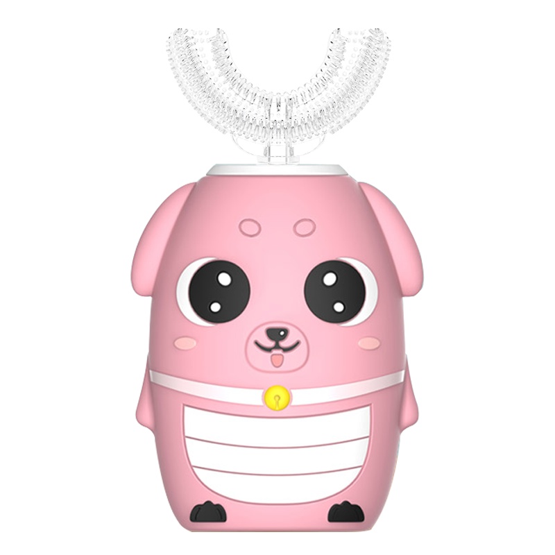 开优米kiuimi儿童牙刷U形电动U型全自动声波宝宝2-6-12岁小孩刷牙洁牙护牙神器小奶狗粉色款