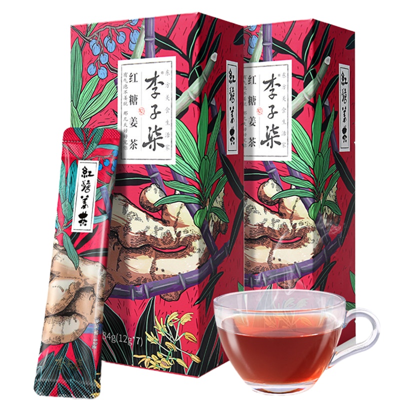 李子柒红糖姜茶手工红糖水生姜汁枣茶冲饮84g*2盒