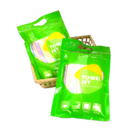 得力 竹之锦 毛巾 细纤维小方巾 擦手巾挂巾 吸水耐久易清洗10条装 粉/黄/蓝 25*25cm