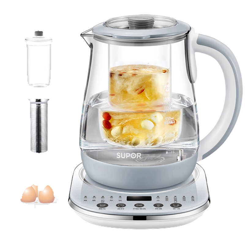 苏泊尔(SUPOR)养生壶 燕窝壶多功能加厚玻璃煮茶器 1.5L 电水壶电热水壶花茶壶煮茶壶 SW-15YJ08b 燕窝