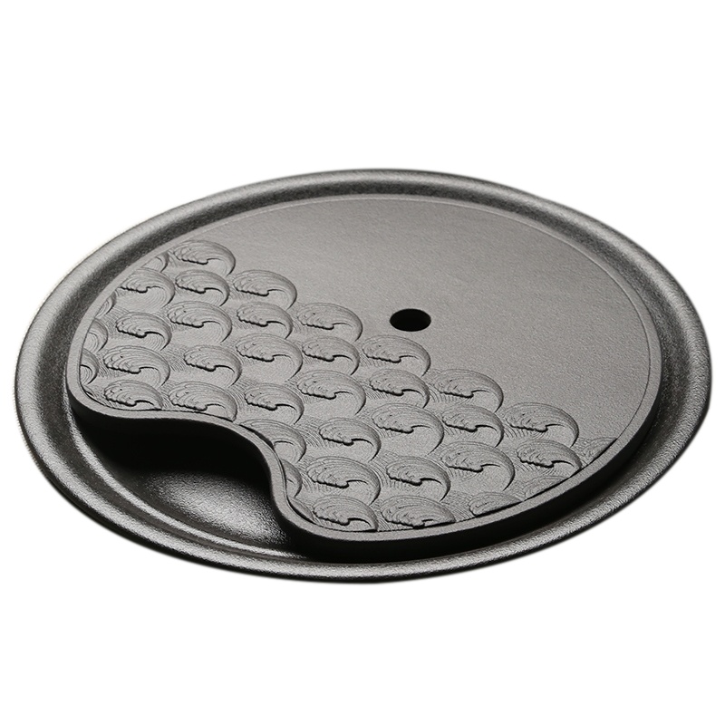 苏氏陶瓷(SUSHI CERAMICS)办公家居简易茶盘禅黑日出陶瓷茶盘 直径35cm