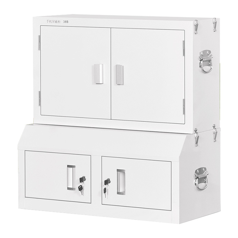 欧宝美钢制手机信号屏蔽柜适用部队机关会议保密存放物理屏蔽手机信号柜带底柜双节20格