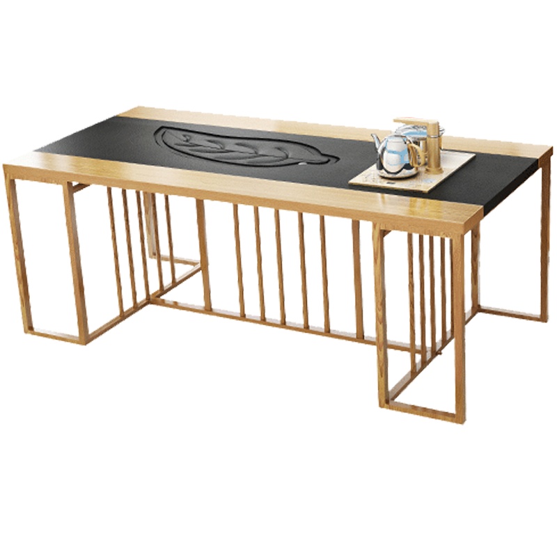 欧宝美茶桌功夫茶桌火烧石茶台桌椅组合茶几茶几一桌4椅1.3米