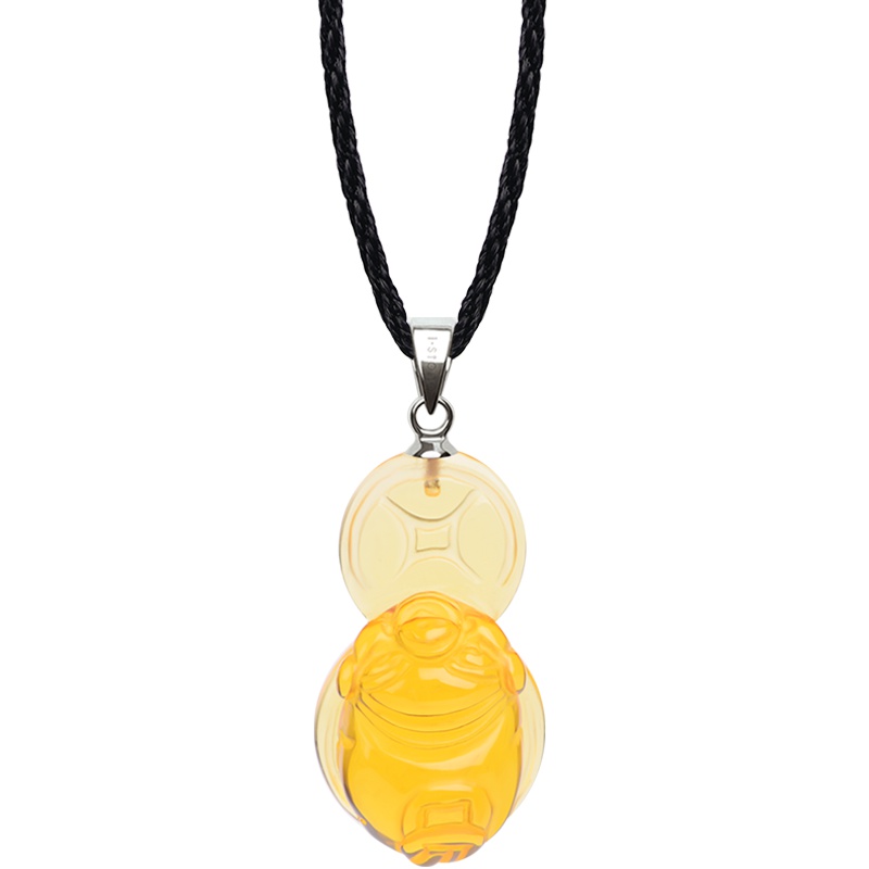 iSTONE/石头记2019年猪年生肖吊坠合成黄水晶男女挂坠项链