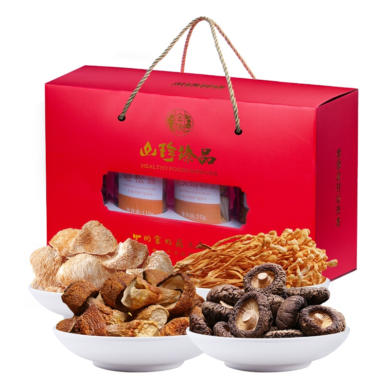 金唐(KTANG山珍臻品445克 礼盒装 、姬松茸 蛹虫草 金钱菇 猴头菇野生菌礼盒员工福利 团购送