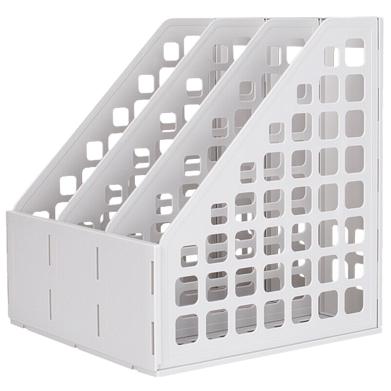 得力(deli) 文件架收纳文件栏筐办公用品创意桌面文件框资料架 三联灰色78990 10只/包