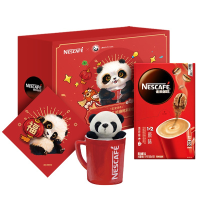 雀巢咖啡 1+2原味 1.5kg(100条x15g)礼盒内含赠品雀巢经典红杯+福字+熊猫玩偶