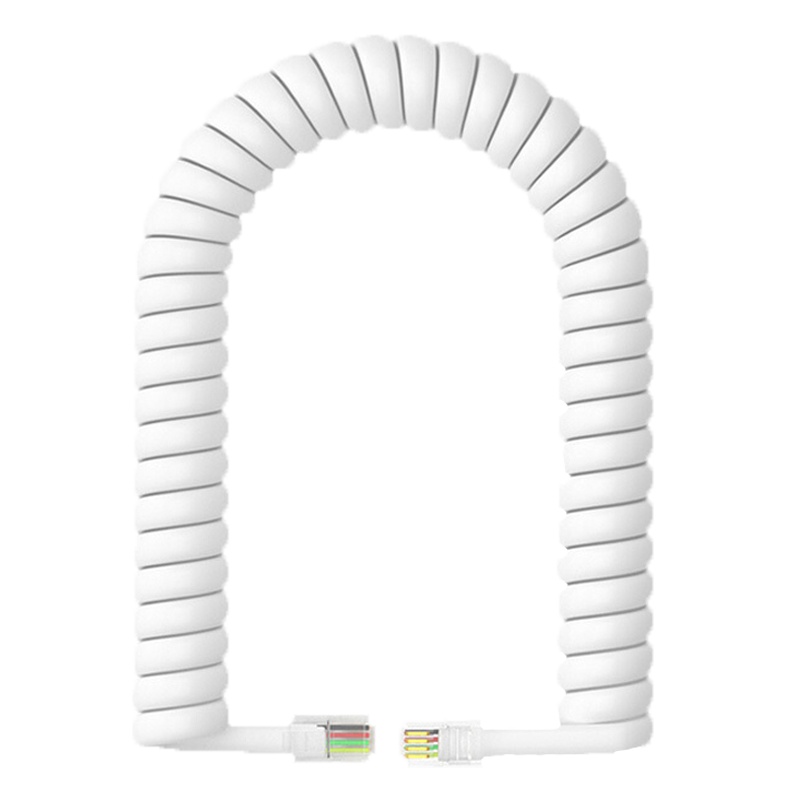 ABLEMEN 座机听筒线 话筒线 弹簧/曲线 4P4C插头-白色 10条装