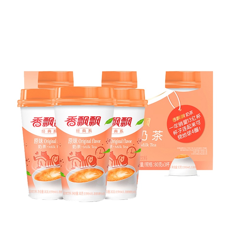 香飘飘 冲泡奶茶 经典原味 Q弹椰果 便携式80g*3 三连杯装