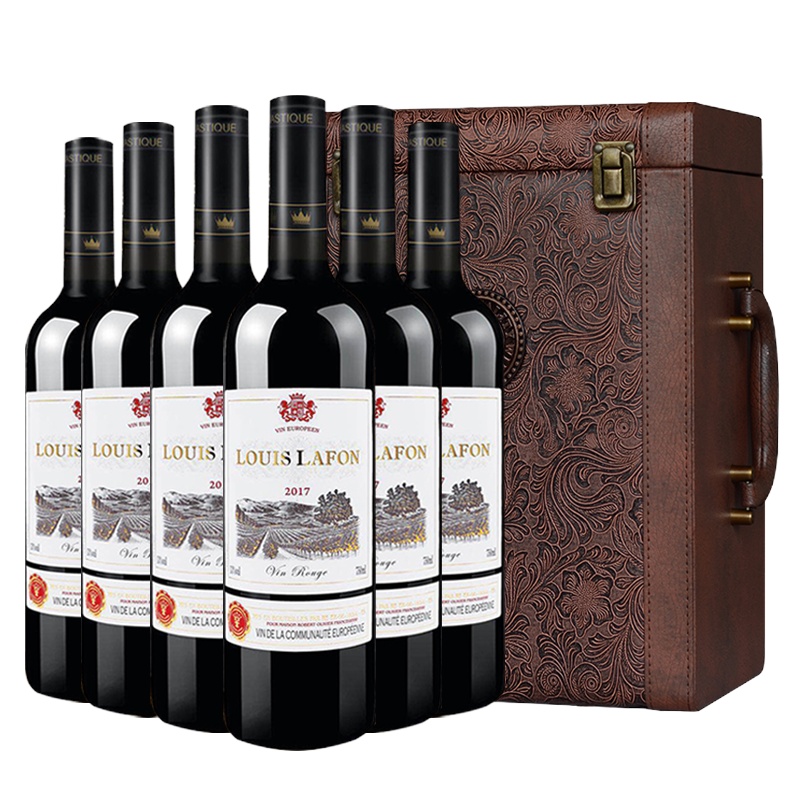 法国红酒进口 路易拉菲法布朗大使干红整箱葡萄酒礼盒750ml*6瓶整箱装(皮箱)