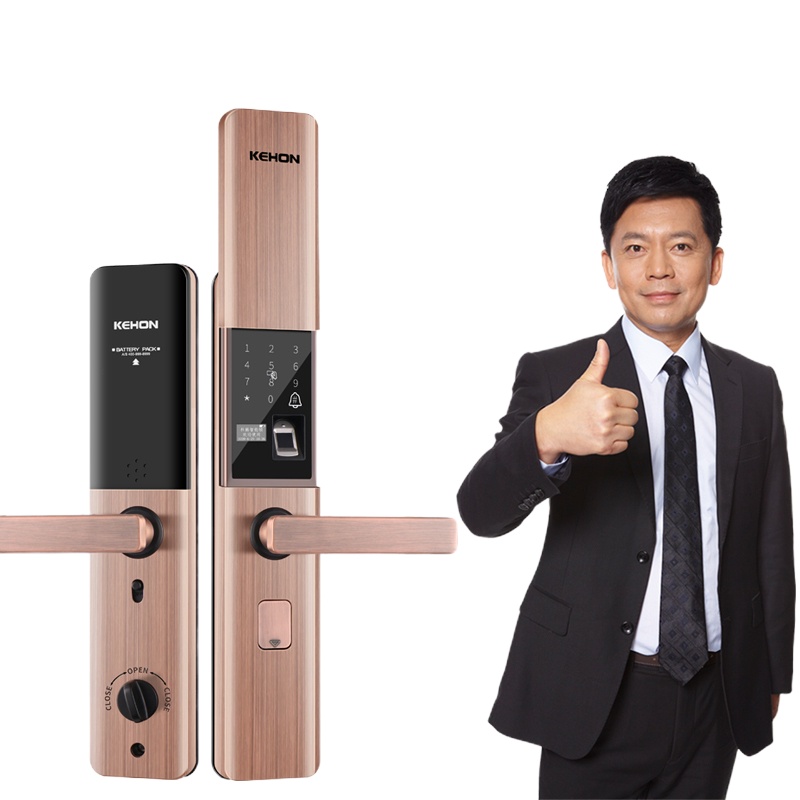 科熊新款X2锌合金自动滑盖一握开智能防盗门指纹锁（全国安装）