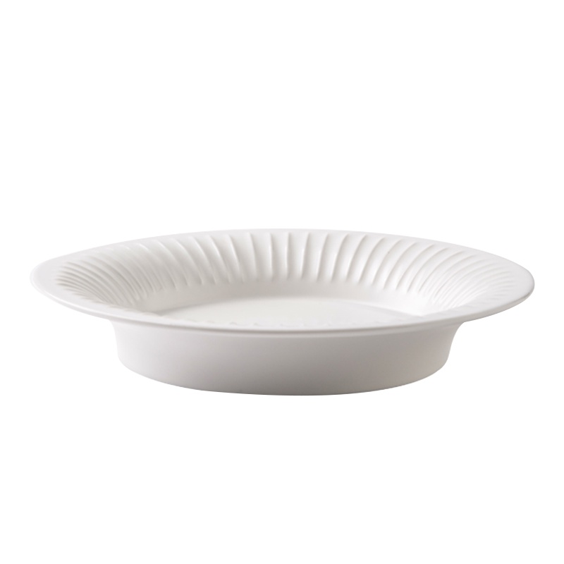 亿嘉IJARL 北欧创意简约家用碗碟盘陶瓷餐具套装 赫本8.5寸深汤盘白色2只装